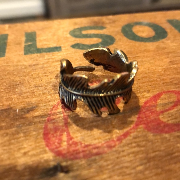 Gold Wrap Leaf Adjustable Boho Ring - Picture 3 of 7